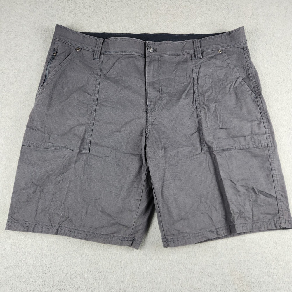 Weatherproof Shorts Mens 40 Gray Cotton Utility Cargo Stretch Hiking Flat Front
